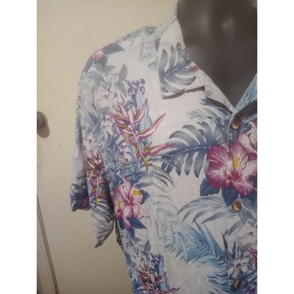 Mens Tommy Bahama 3XL Purple Blue Hawaiian Button Up Shirt Floral 100% Silk - Picture 5 of 14